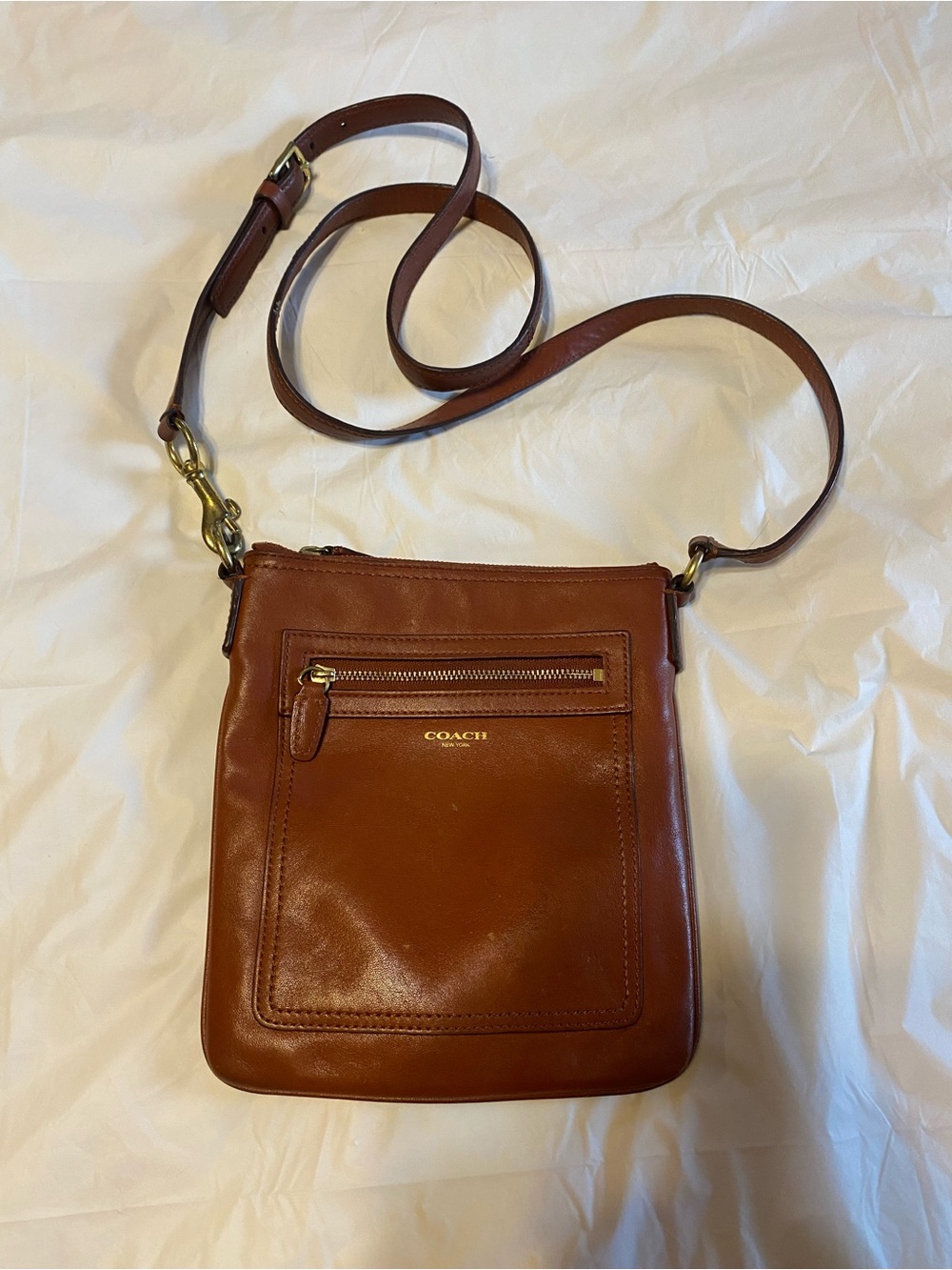 Coach Vintage Leather Crossbody in Warm Brown with brass Hardware